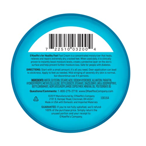 O'Keeffe's for Healthy Feet Foot Cream, Guaranteed Relief for Extremely Dry, Cracked Feet O'Keeffe's