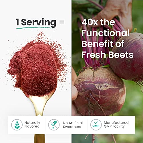 HumanN SuperBeets - Beet Root Powder - Nitric Oxide Boost for Blood Pressure, Circulation & Heart Health Support - Non-GMO Superfood Supplement - Natural Black Cherry Flavor, 30 Servings humanN