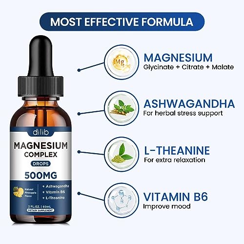 Triple Magnesium Complex Supplement-Magnesium Glycinate, Citrate, Malate Liquid Drops dilib