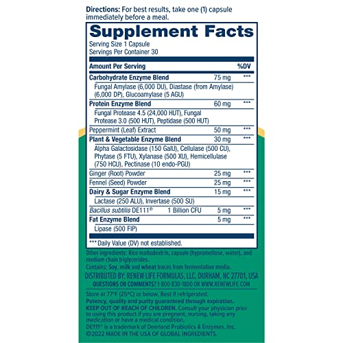 Renew Life Digestive Duo Probiotic + Enzymes; Probiotic Promotes Digestive Health Renew Life