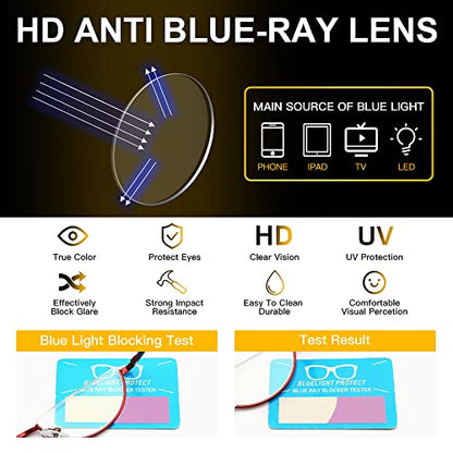 Yiwaeye 3 Pack Half Moon Reading Glasses Anti Blue Light UV, Half Frame Semi Lens Slim