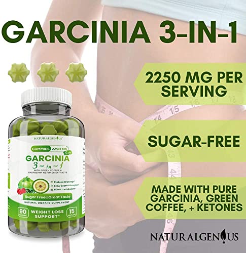 Fat Burning Gummies Pure Extract Garcinia Cambogia, Green Coffee, Raspberry Ketones NATURALGENIUS
