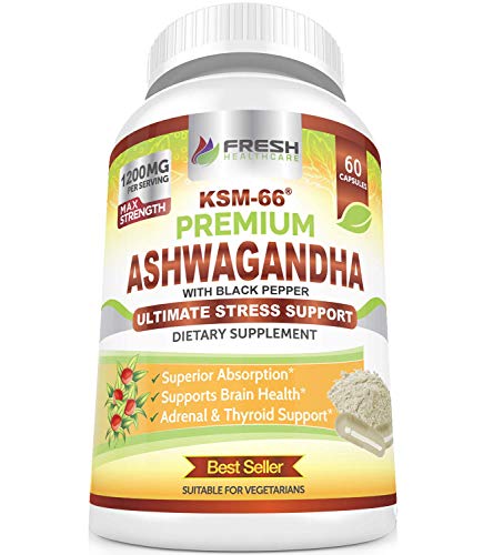 FRESH HEALTHCARE Ashwagandha Capsules KSM 66-1200mg Pure and Potent FRESH HEALTHCARE