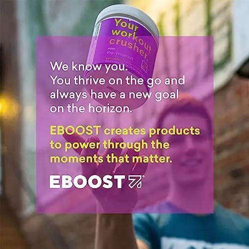 EBOOST POW Natural Pre Workout Powder - 20 Servings - Berry Melon Fizz - Pre Workout EBOOST