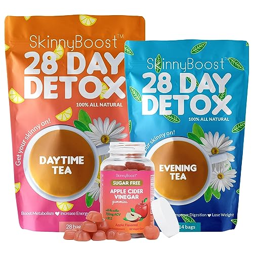 SkinnyBoost - Detox Tea Power Kit-1 - Daytime Tea (28 Bags) 1 Evening Detox Tea (14 Bags) 
