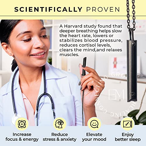 Mindful Breathing Necklace for Anxiety Stress Relief - Earth and Moon Stainless Steel Anxiety EARTH AND MOON