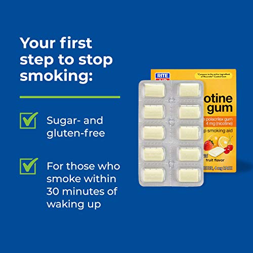 Rite Aid Nicotine Gum, 4 mg - 100 Count | Quit Smoking Aid | Nicotine Rite Aid