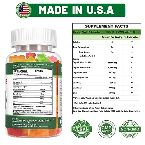 Tary Nally Sea Moss Gummies, Organic Irish Sea Moss Gummies for Adults & Kids Tary Nally