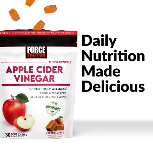 Force Factor Organic Apple Cider Vinegar Soft Chews for Digestion and Metabolism Support Force Factor