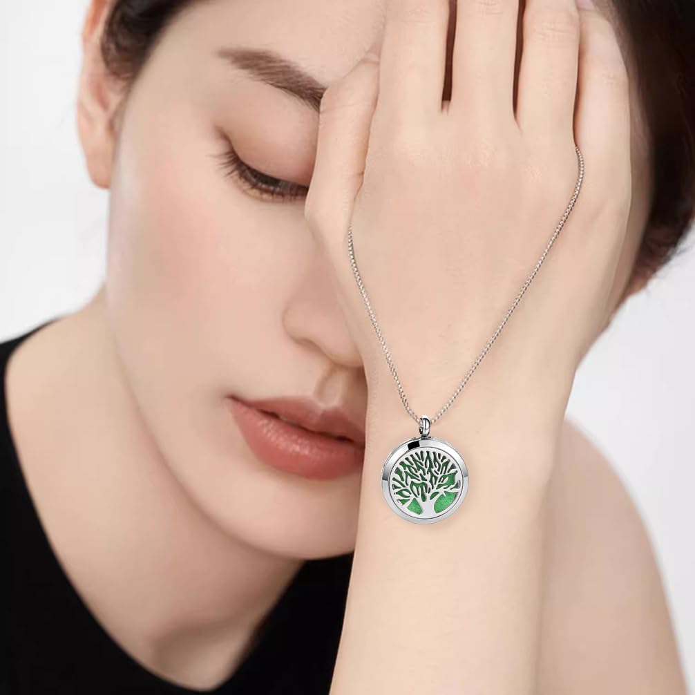Aromatherapy Essential Oil Diffuser Necklace Tree of Life Cloud Design Stainless Steel Locket JEAN SMILE