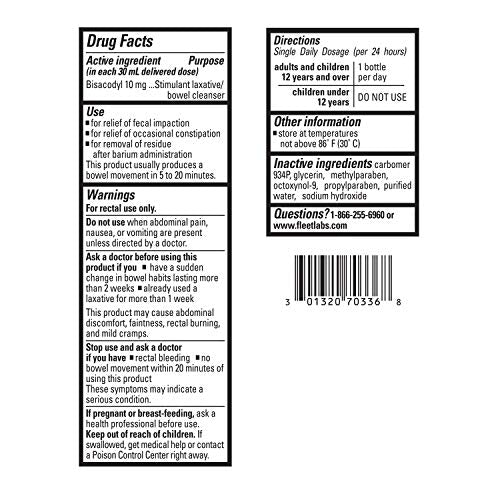 Fleet Laxative Bisacodyl Enema for Adult Constipation, 1.25 Fl Oz Fleet