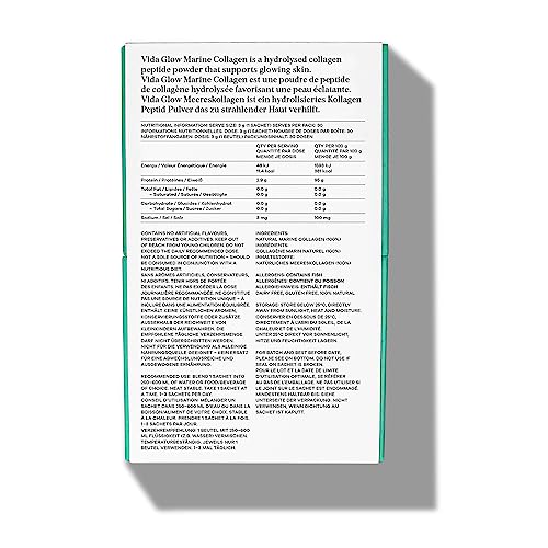 Vida Glow - Natural Hydrolysed Marine Collagen Sachets | Promotes Glowing Skin + Smooths Fine Lines 