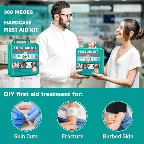 General Medi 360 Pieces Hardcase First Aid Kit - Comprehensive Large First Aid Box General Medi