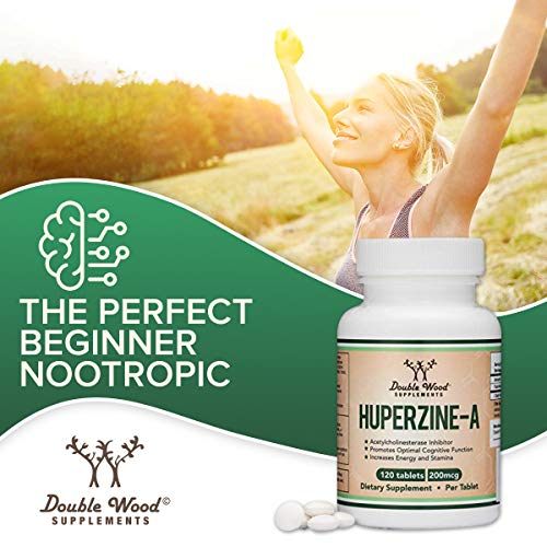 Huperzine A 200mcg (Third Party Tested) Manufactured in The USA, 120 Tablets, Brain Double Wood Supplements