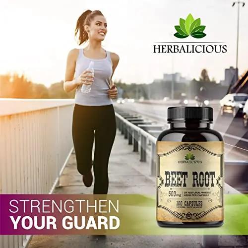 HERBALICIOUS Beet Root Capsules - Herbal Supplement for Athletic Performance
