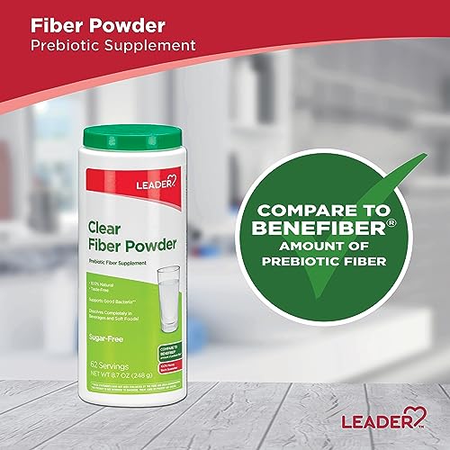 Leader Prebiotic Fiber Supplement Powder for Digestive Health, 100% Natural Daily Fiber Leader