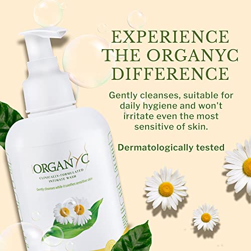 Organyc Feminine Intimate Wash for Sensitive Skin with Chamomile, Free from Chlorine, Parabens Organyc