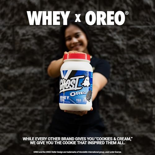 GHOST Whey Protein Powder, Oreo - 2LB Tub, 25G of Protein - Cookies & Cream Flavored GHOST