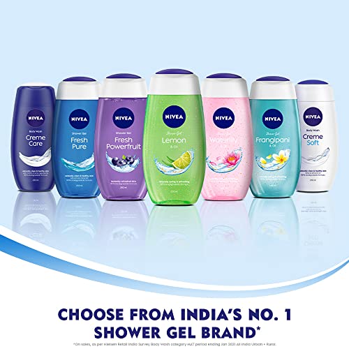 Nivea Bath Shower Water Lily Oil, 250 ML, Moisturizing Skin Cleanser with Oil Pearls and Water Lily Fragrance NIVEA