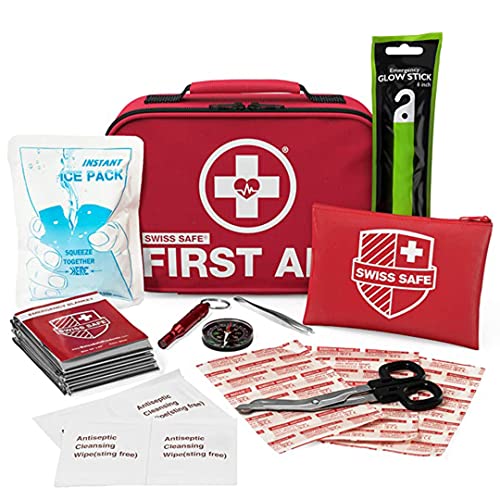 Swiss Safe 2-in-1 First Aid Kit (120 Piece) + Bonus 32-Piece Mini Kit Swiss Safe