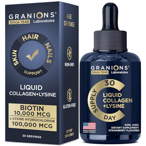 Liquid Collagen Peptides with Biotin and Lysine - Max Hair Skin and Nails Liquid Collagen Granions