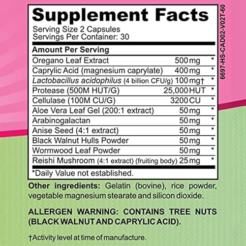 Cyrixs Health Candida Complex | Boost Your Immune System | All Natural Gut Cleanse with Herbs, Antifungals Cyrixs Health