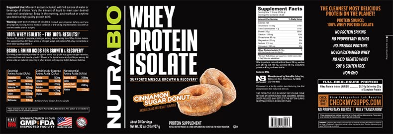 NutraBio Whey Protein Isolate Supplement – 25g of Protein Per Scoop with Complete NutraBio