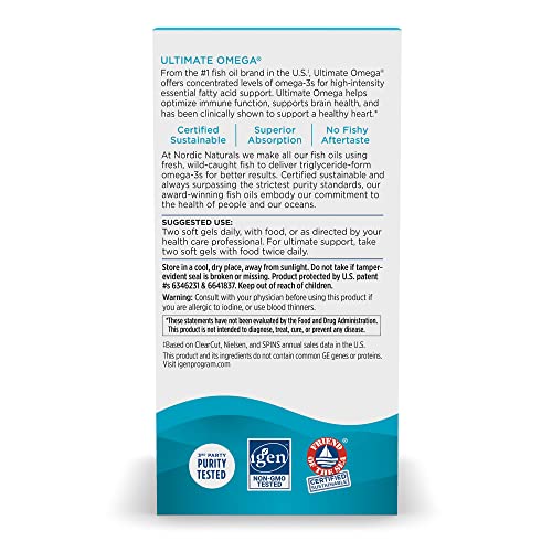 Nordic Naturals Ultimate Omega, Lemon Flavor - 120 Soft Gels - 1280 mg Omega-3 Nordic Naturals