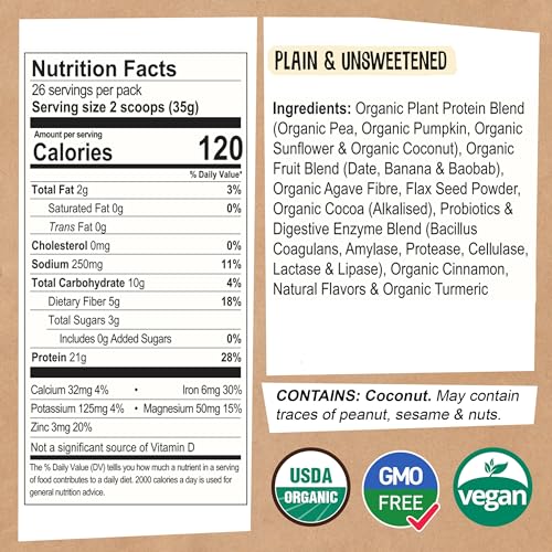 EarthChimp Organic Vegan Protein Powder - with Probiotics - Non GMO, Dairy Free EarthChimp