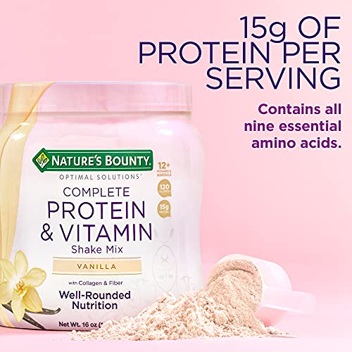 Nature's Bounty Complete Protein & Vitamin Shake Mix with Collagen & Fiber, Contains Nature's Bounty Optimal Solutions