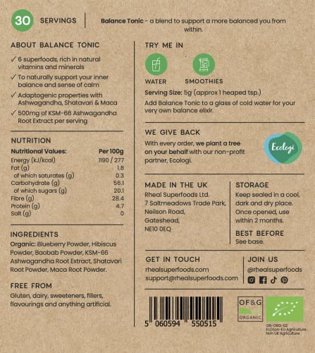 Rheal Balance Tonic 150g | 30 Servings | for Your Daily Balance with Superfoods Rheal