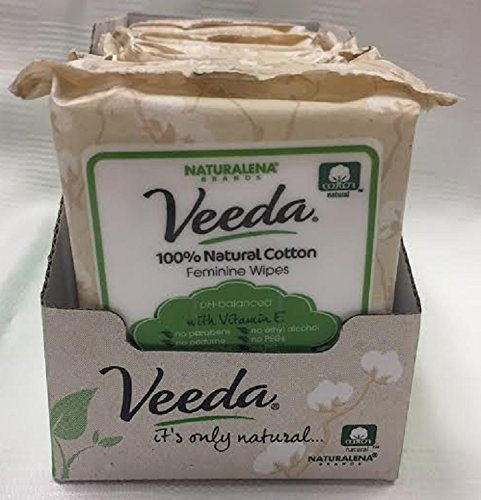 Veeda 100% Natural Cotton PH Balanced Hypoallergenic Feminine Wet Wipes, Safe Cleansing Cloths Veeda
