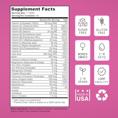 SELF NUTRITION Vegan Multivitamins for Women -Expert Designed 28 Nutrients – Boost Energy SELF NUTRITION