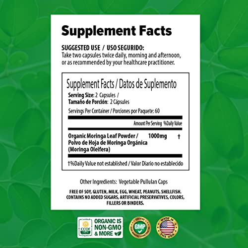 PURA VIDA Moringa Capsules Single Origin Moringa Powder Organic. Moringa Leaf PURA VIDA MORINGA