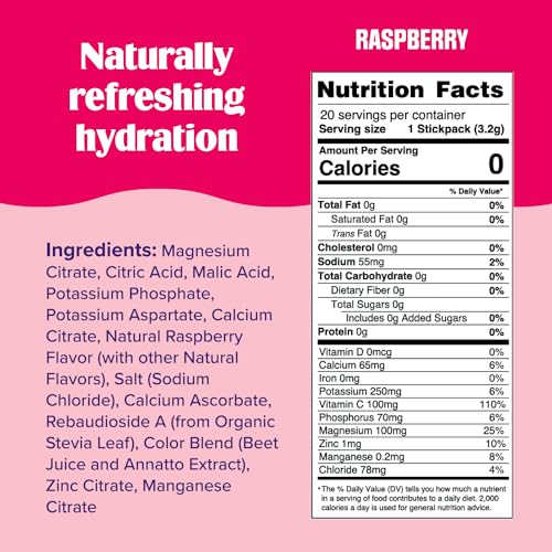 Ultima Replenisher Daily Electrolyte Drink Mix – Raspberry, 20 Stickpacks – Hydration Ultima Replenisher