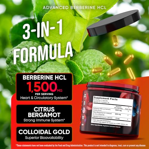 Berberine Supplement - Berberine 1500MG for Diet, GI Health & Water Loss - Pure Berberine JOYLI Nutrition