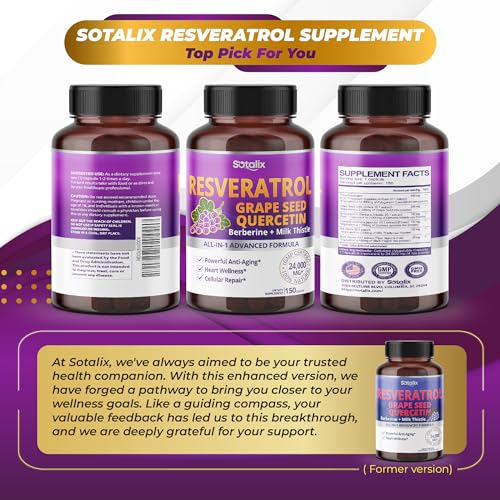 Resveratrol 24,000mg with Grape Seed + Quercetin Berberine + Milk Thistle Powerful Anti SOTALIX SUPPLEMENT