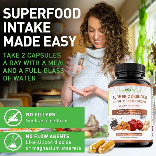 PIUS NATURE Turmeric Curcumin and Ginger with Apple Cider Vinegar, USDA Organic PIUS NATURE
