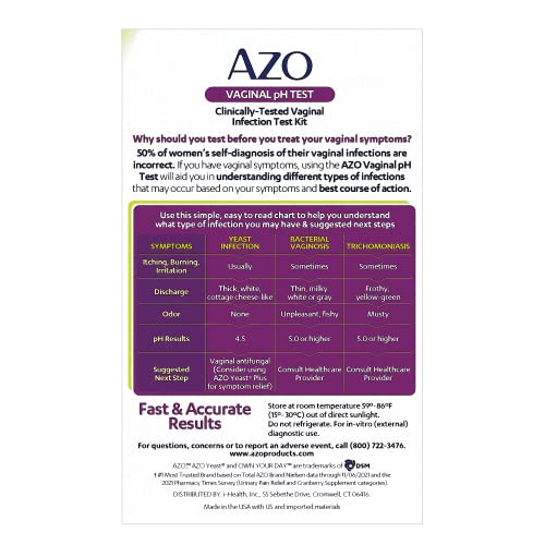 AZO Vaginal pH Test Kit, Clinically-Tested Vaginal Infection Test Kit, Fast & Accurate Results AZO