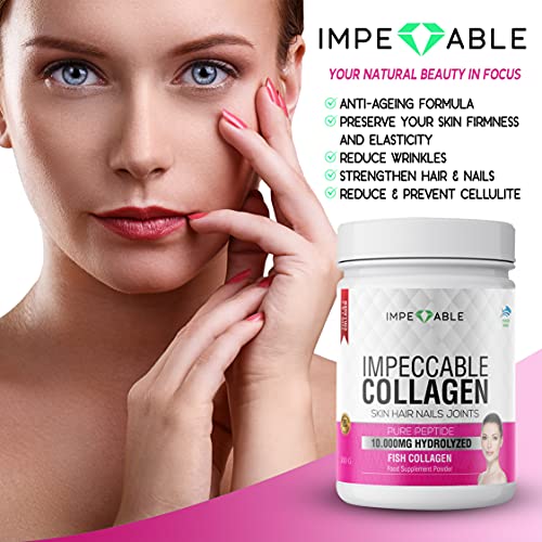 IMPECCABLE Collagen Premium 10.000 mg Pure peptide hydrolyzed Marine Collagen Powder Impeccable