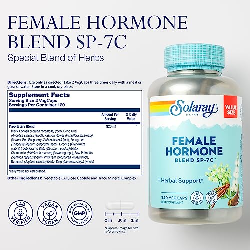 Solaray Female Hormone Blend SP-7C, Herbal Support Hormonal Balance for Women SOLARAY