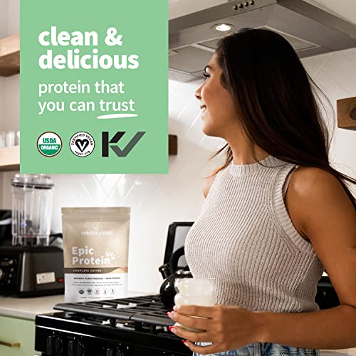 Sprout Living, Epic Protein, Plant Based Protein & Superfoods Powder, Complete Coffee Sprout Living