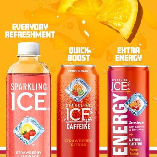 Sparkling Ice, Strawberry Lemonade Sparkling Water, Zero Sugar Flavored Water Sparkling ICE