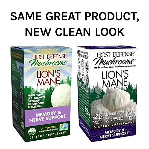 Host Defense, Lion's Mane Capsules, Promotes Mental Clarity, Focus and Memory Host Defense