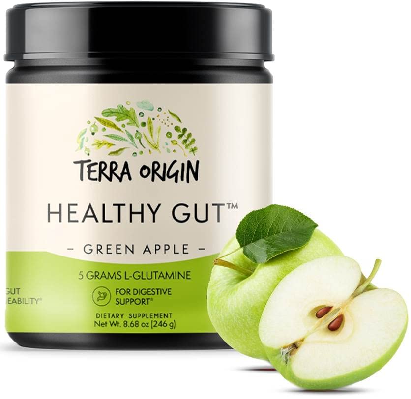 Healthy Gut Green Apple | 30-Servings with L-Glutamine, Zinc, Glucosamine, Slippery TERRA ORIGIN