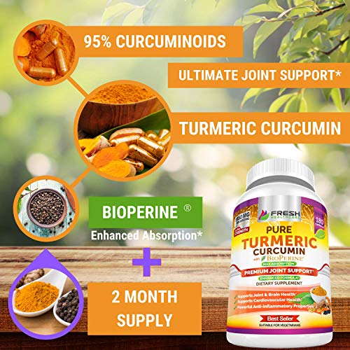 Turmeric Curcumin with BioPerine 1950mg - Natural Joint & Healthy Inflammatory FRESH HEALTHCARE