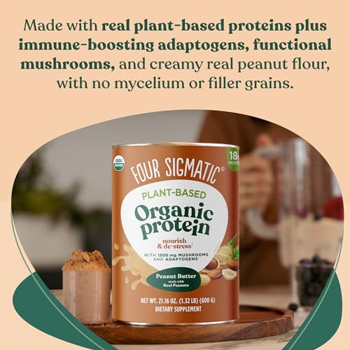 Four Sigmatic Organic Plant-Based Protein Powder Peanut Butter Protein with Lion’s Mane Four Sigmatic