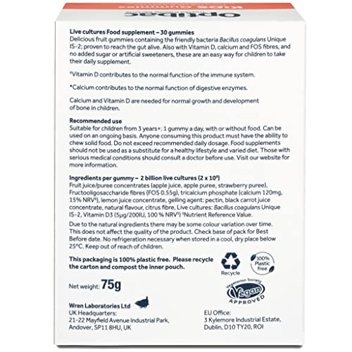 Optibac Kids Probiotic with Vitamin D & Calcium for Immune System Support & Gut Health OptiBac