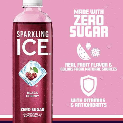 Sparkling Ice, Black Cherry Sparkling Water, Zero Sugar Flavored Water, with Vitamins Sparkling ICE